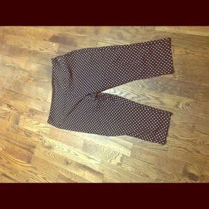 Black and white polka dot cropped pants